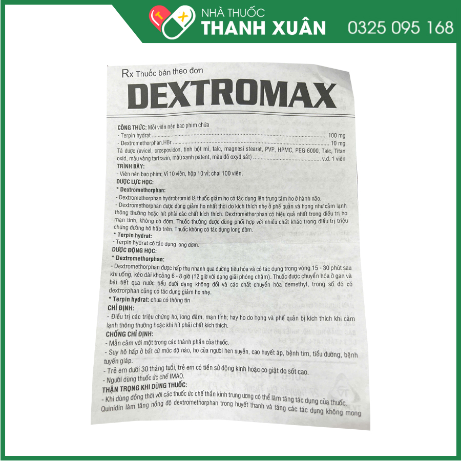 Dextromax thuốc giảm triệu chứng ho, long đờm, mạn tính